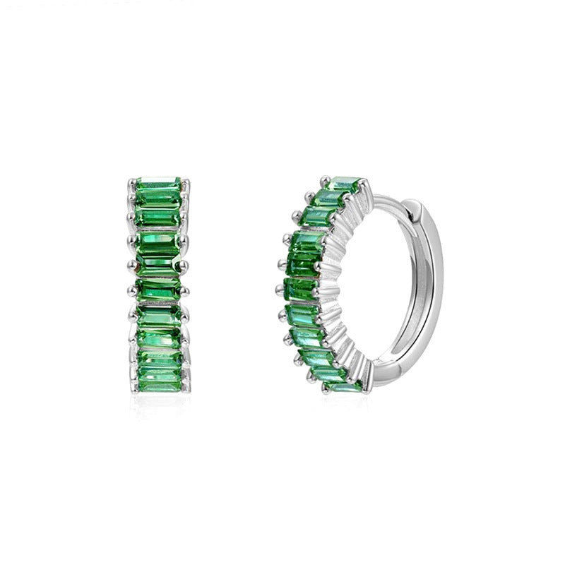 Square Zircon Circle Ear Clip Female Simple Elegant Earrings