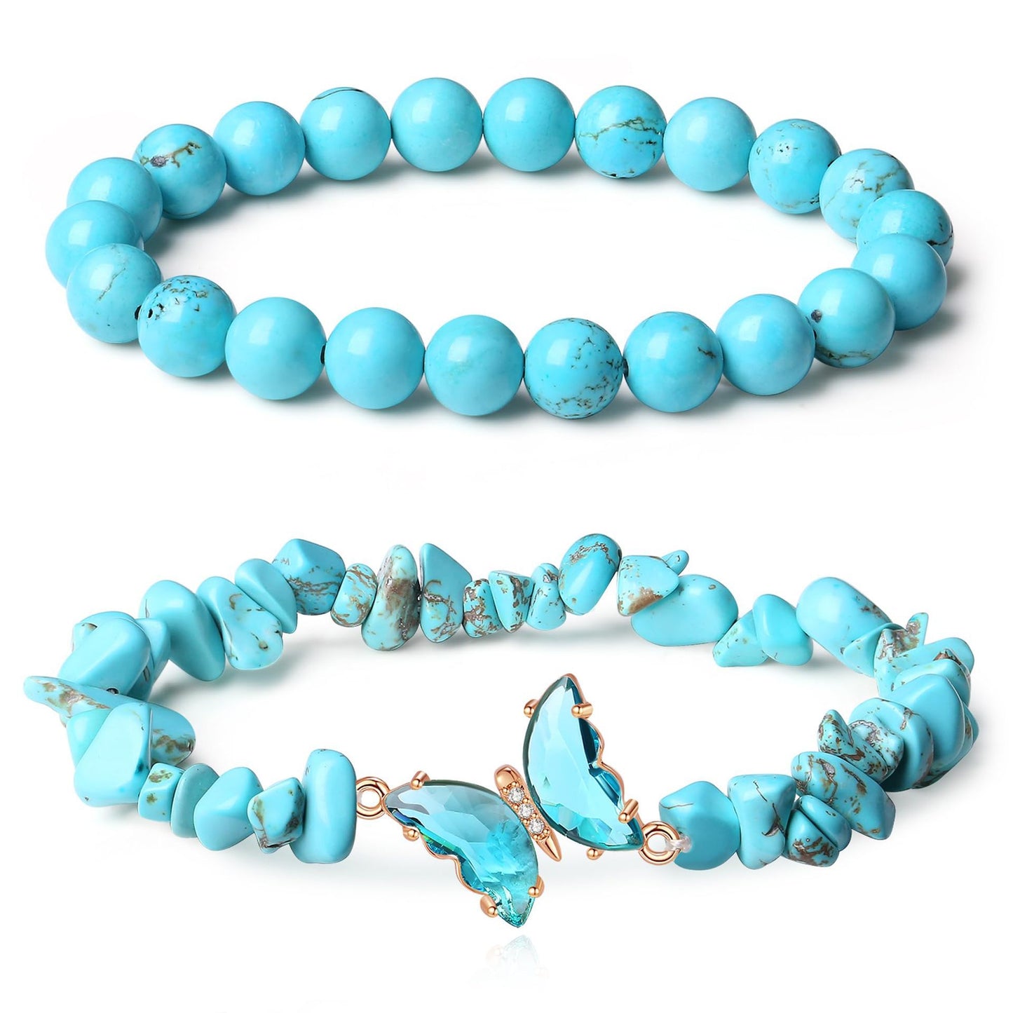Simple Butterfly Natural Stone Crystal String Beads Bracelets