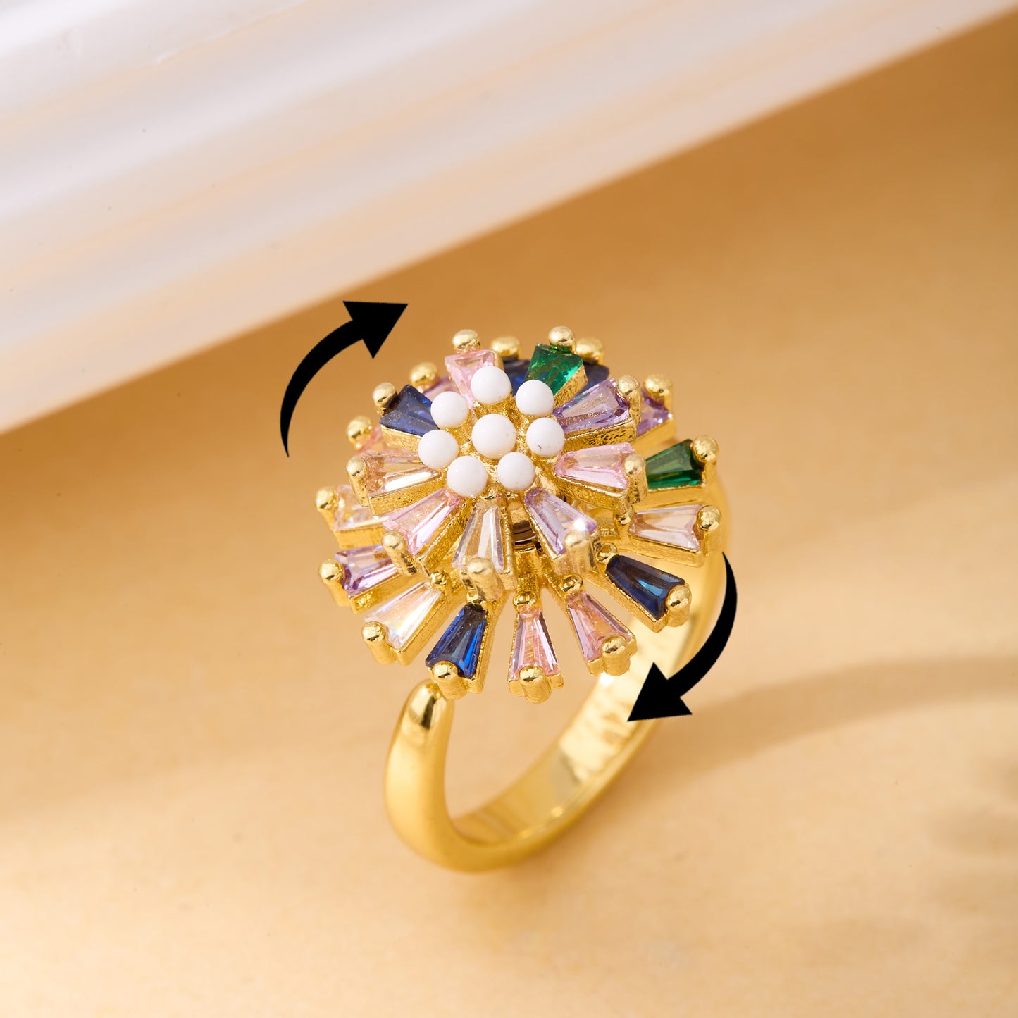 Valentine's Day Gift Flower Zircon Rotatable Ring