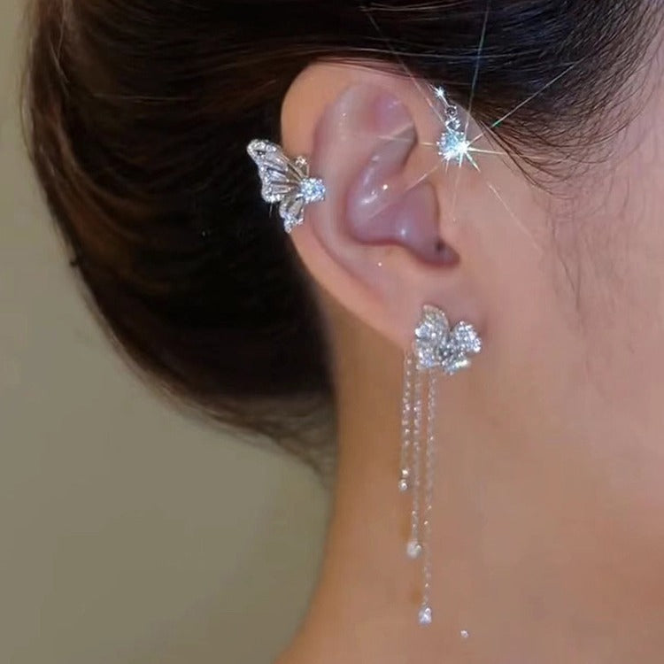 Butterfly Tassel Zircon Ear No Pierced High-grade Earrings