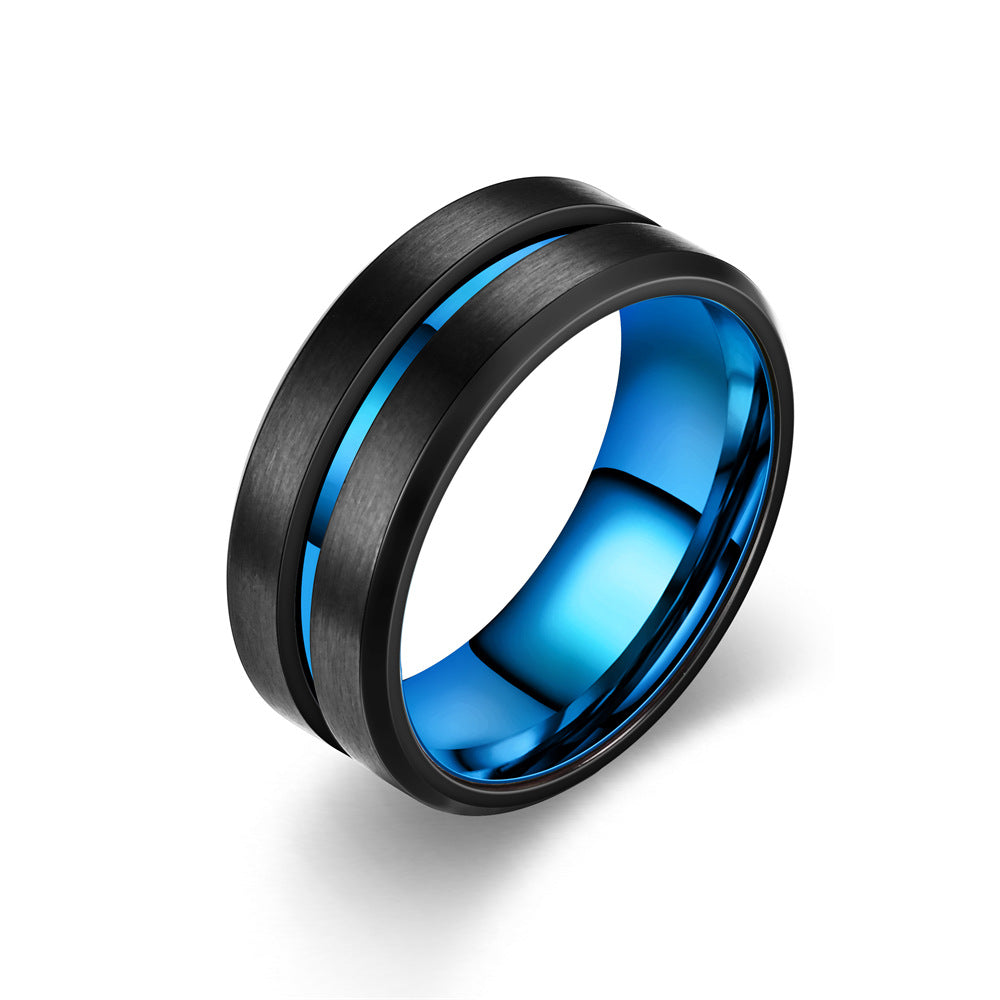 Men's Stainless Steel Blue Gold Vacuum Vapor Plating Rings