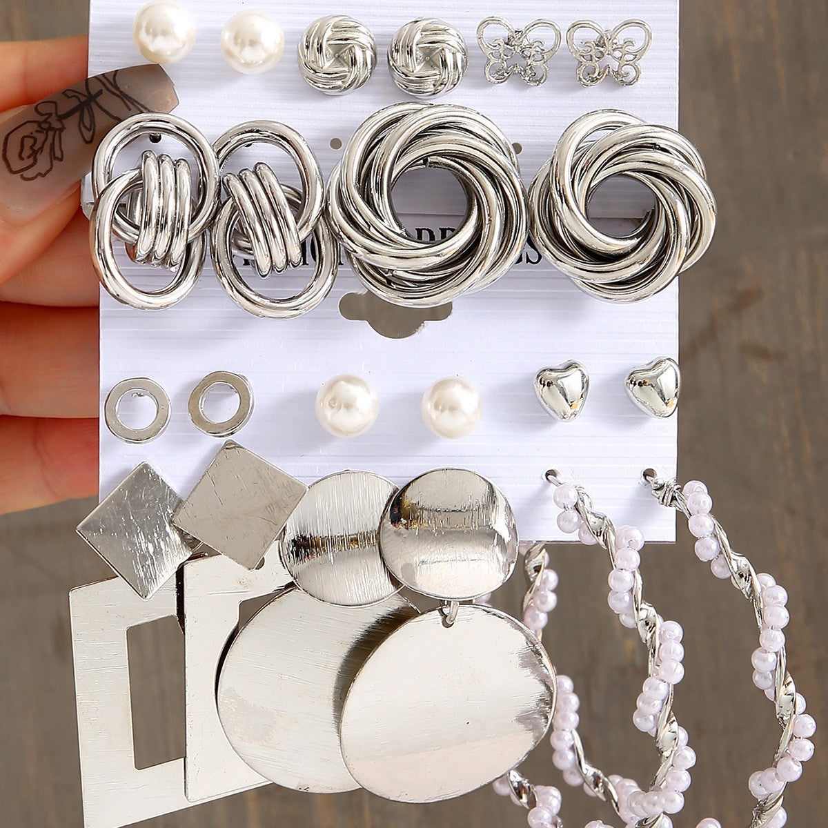 Square Personalized Shaped Geometric Pearl Alloy Earrings