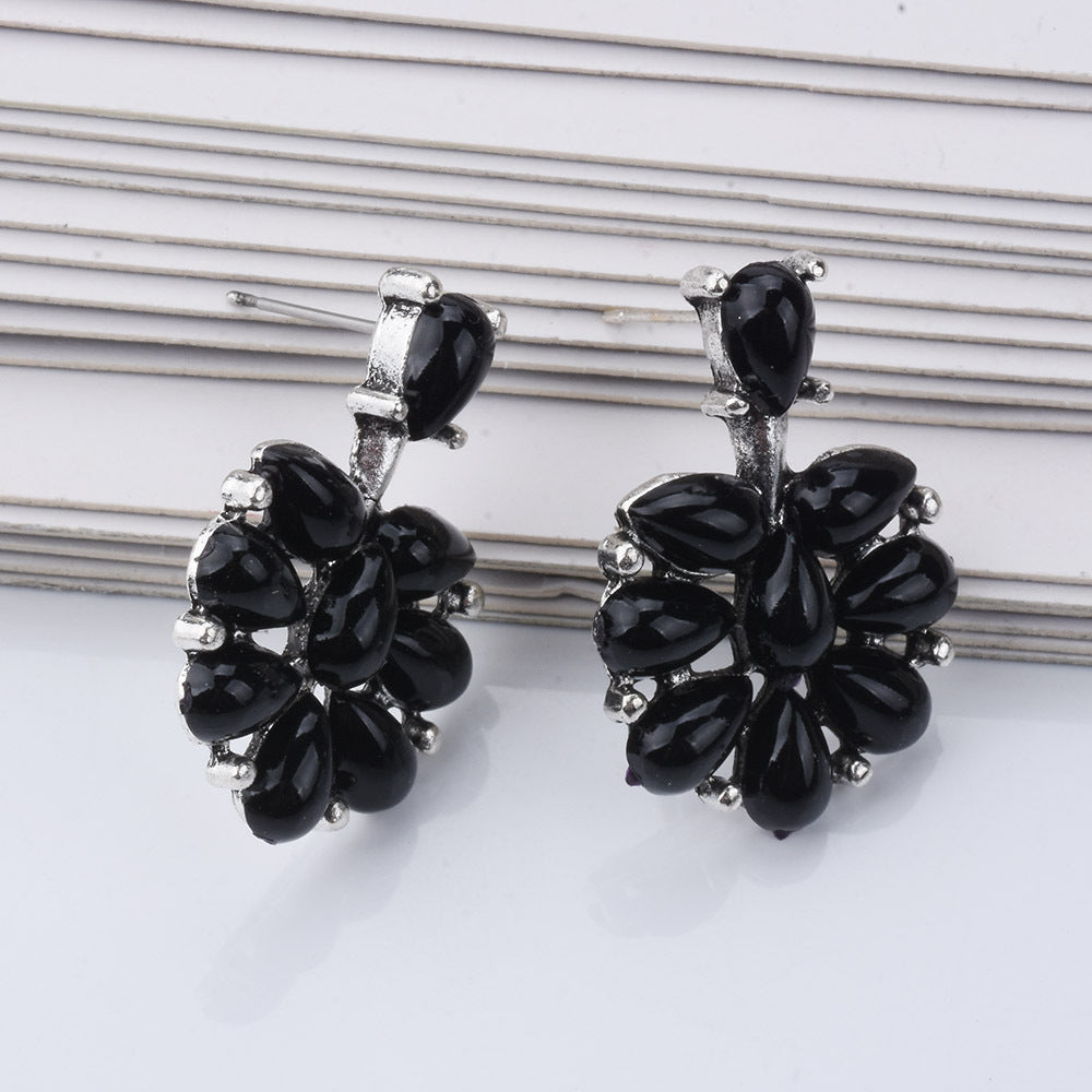 Fashion Simple Fresh Imitation Turquoise Full-jeweled Earrings