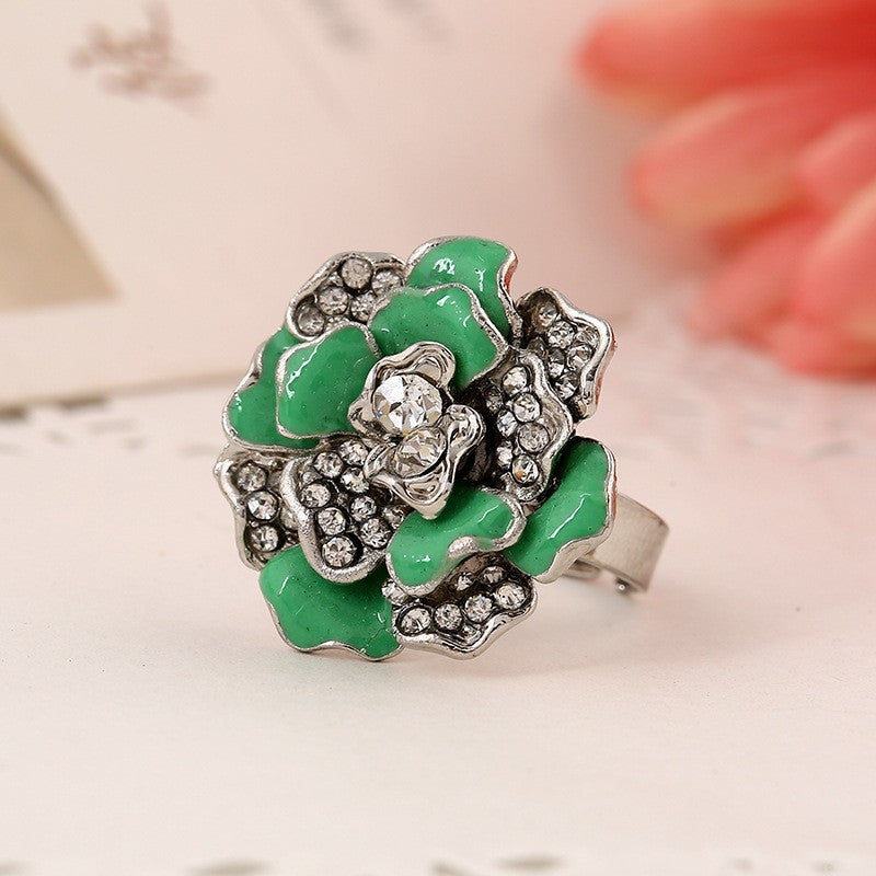 Women's Luxury Flower Series Romantic Diamond Drop Ring
