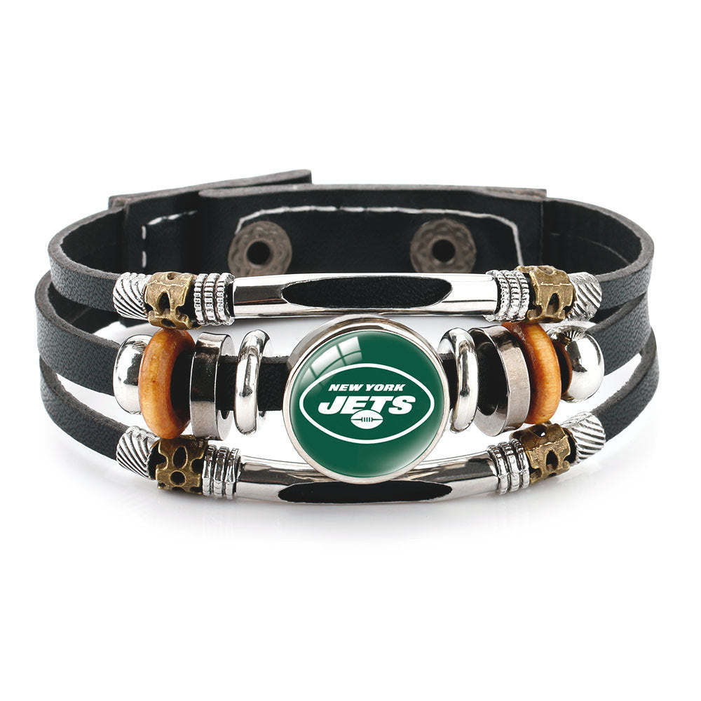 Genuine Leather Hand Professional Rugby League Team Time Stone Bracelet