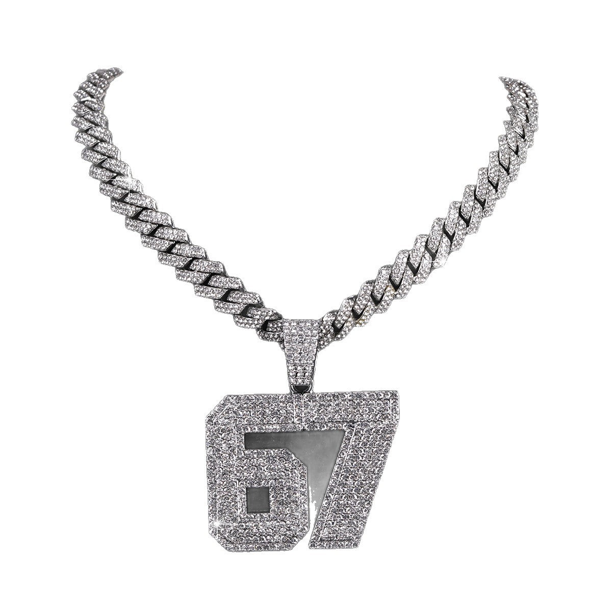 Hip Hop Cool Alloy Diamond Cuban Link Chain Necklaces