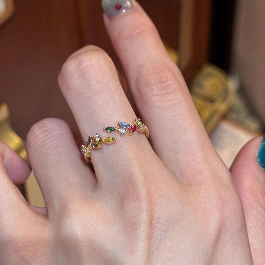 Rainbow Flash Color Female Exquisite Unique Design High-grade Ring