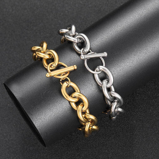 Men's Steel Cross Chain O-shaped Titanium Fashion Bracelets