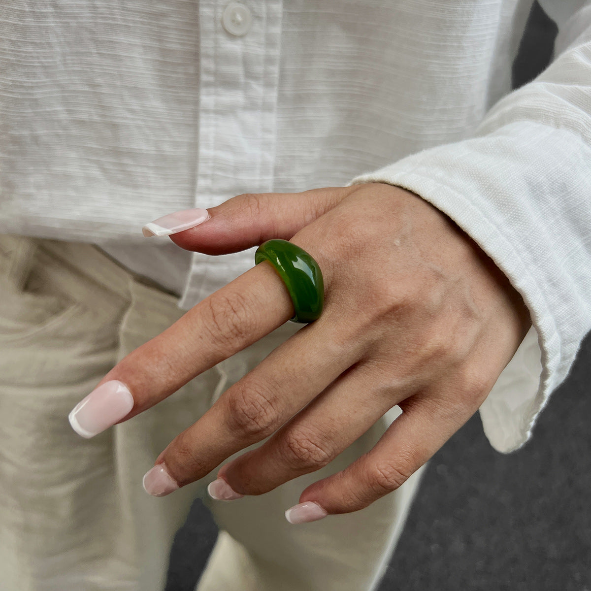 Transparent Color Resin Niche Retro Twin Rings
