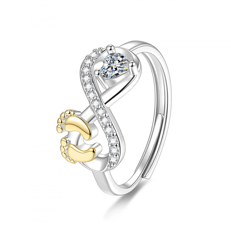 Footprints Love High Sense Index Finger Design Cute Sweet Ring