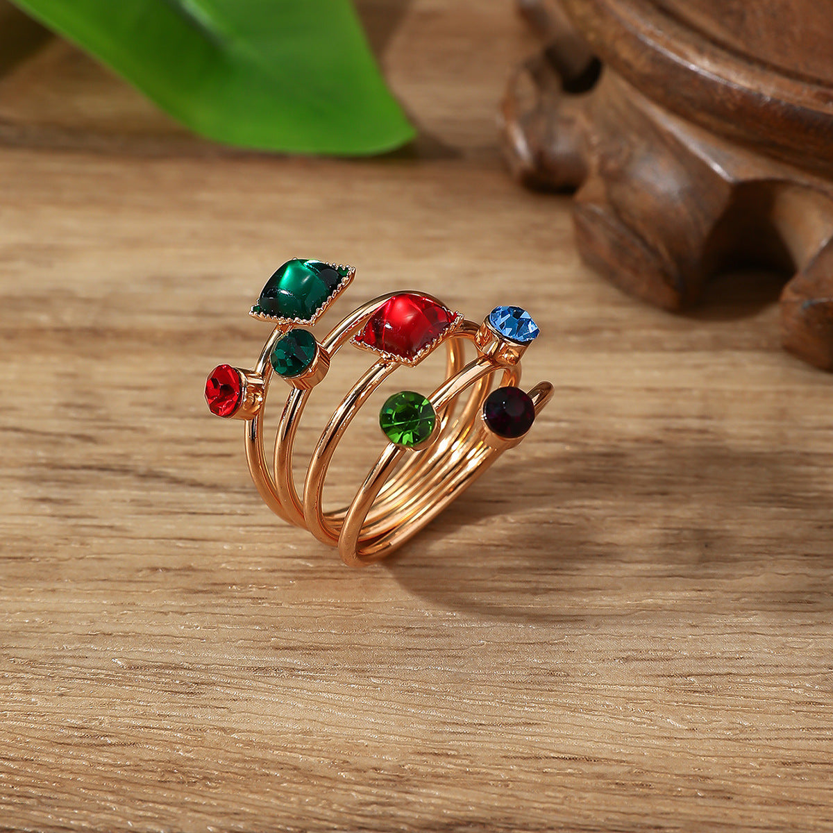 Crystal Gemstone Exaggerated Main Spring Original Ring