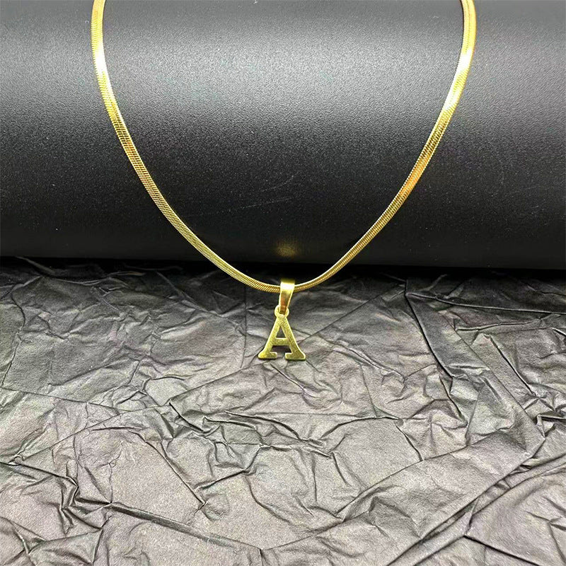 Letter Blade Chain Stainless Steel Material Necklaces