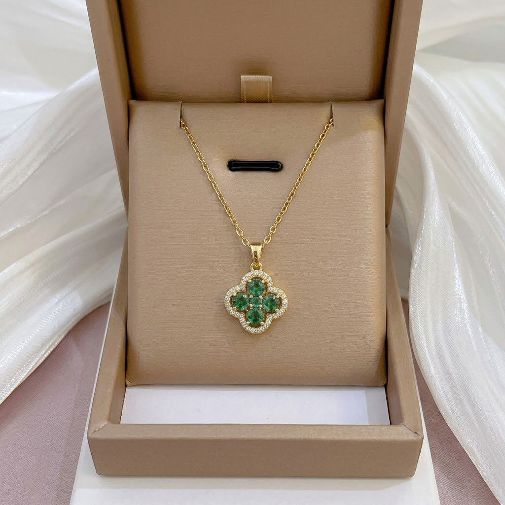 Design Rotating Bauhinia Zircon Flower Gas Clavicle Chain Necklace