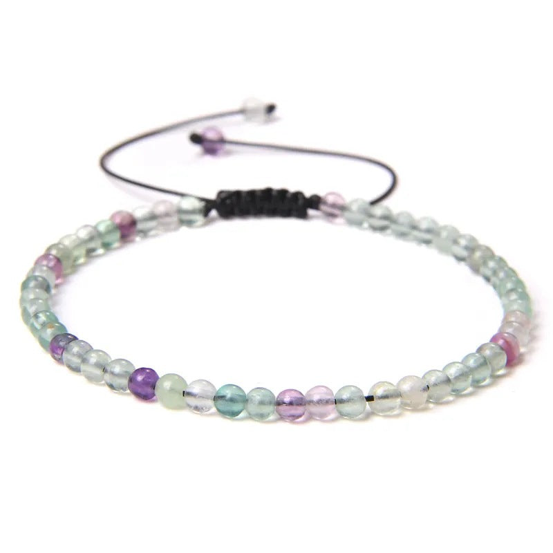 Agate Stone Braided Adjustable Gemstone Beads Bracelet