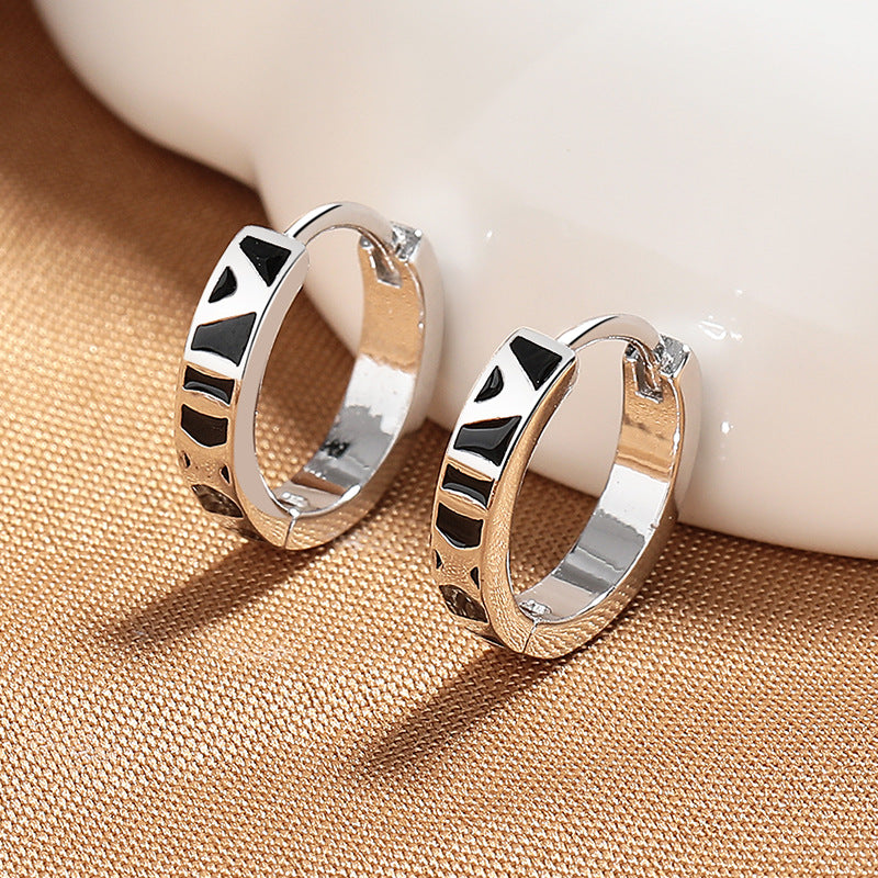 Women's & Men's Roman Time Medium Cold Style Niche Epoxy Ear Simple Earrings