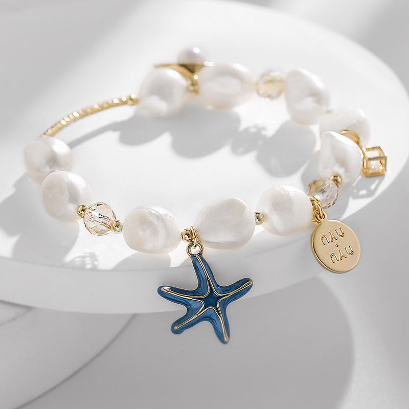 Natural Baroque Freshwater Pearl Female Shell Starfish Bracelet