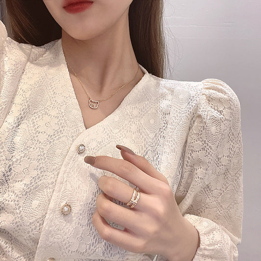 Women's Korean Style Fresh Sweet Bear Simple Minority Clavicle Chain Necklaces