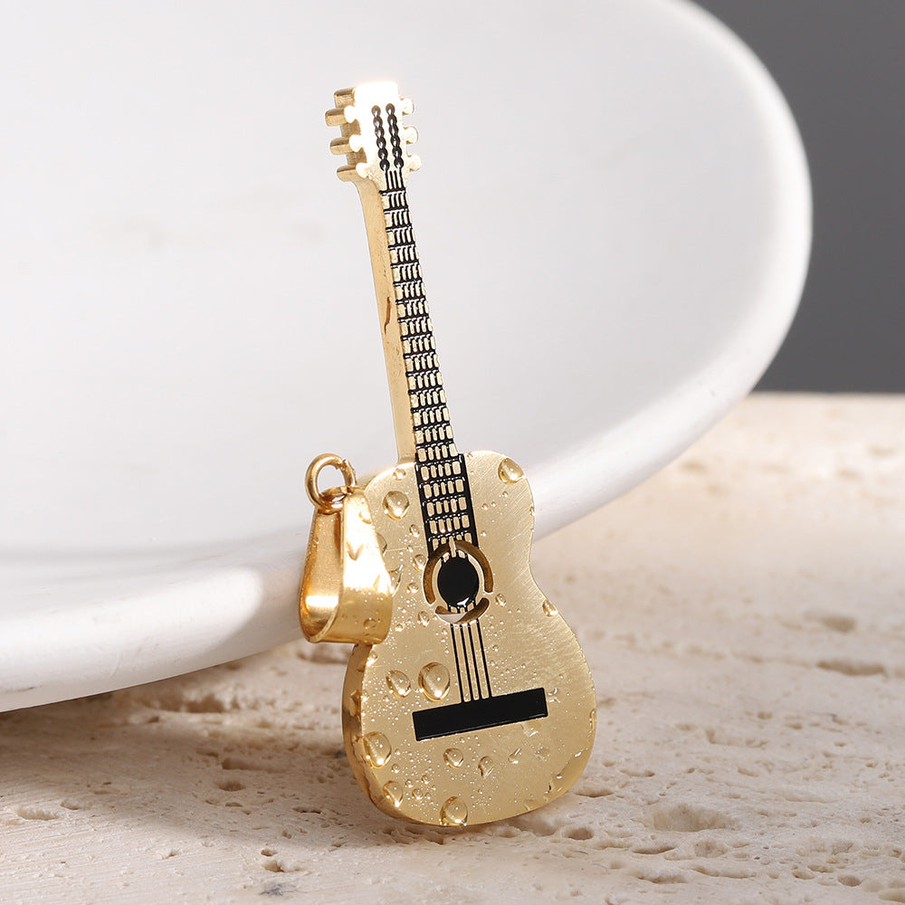 Personality Fashion Stainless Steel Guitar Street Necklaces