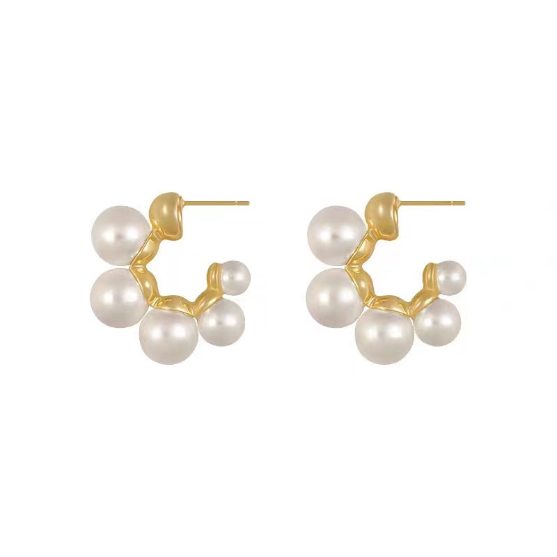 Vintage Shaped Large Pearl Niche Design Irregular Temperamental Rings