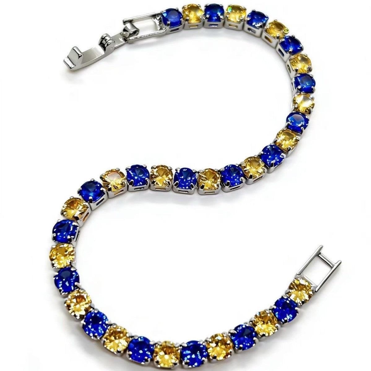 Contrast Color Full Diamond Tennis Fashion Personalized Minority Exquisite Temperament Bracelet