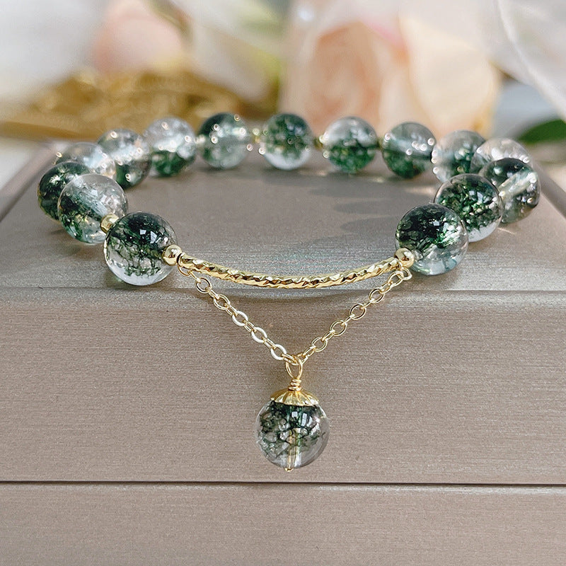 Vacation Style Green Phantom Quartz Graduation Bracelets