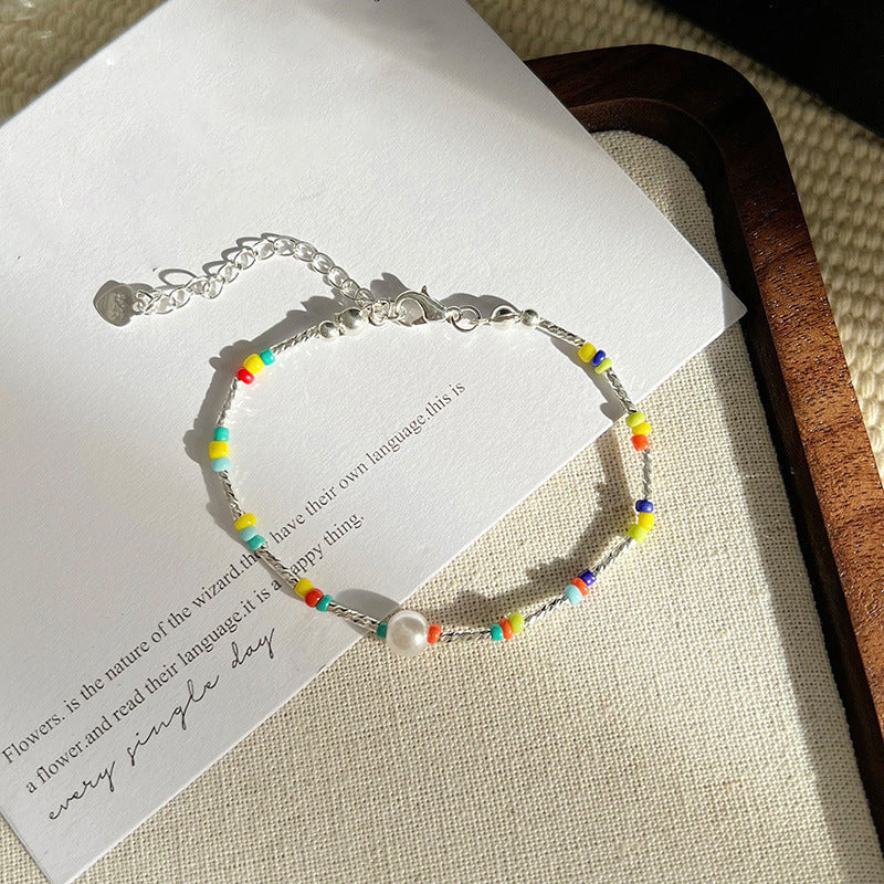 French Retro Smiley Face Bamboo Artificial Jade Personality Trendy Light Bracelets