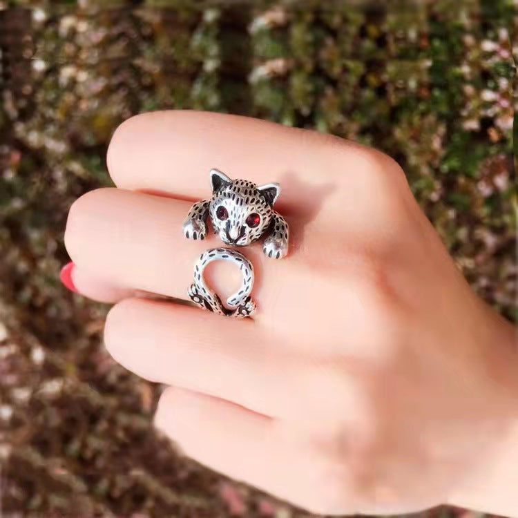 Women's Simple Cute Kitten Open Cat Paw Ear Puppy Rings