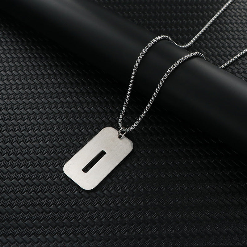 Women's & Men's Hop Sweater Chain Accessories Rectangular Glossy Dog Tag Stainless Pendants