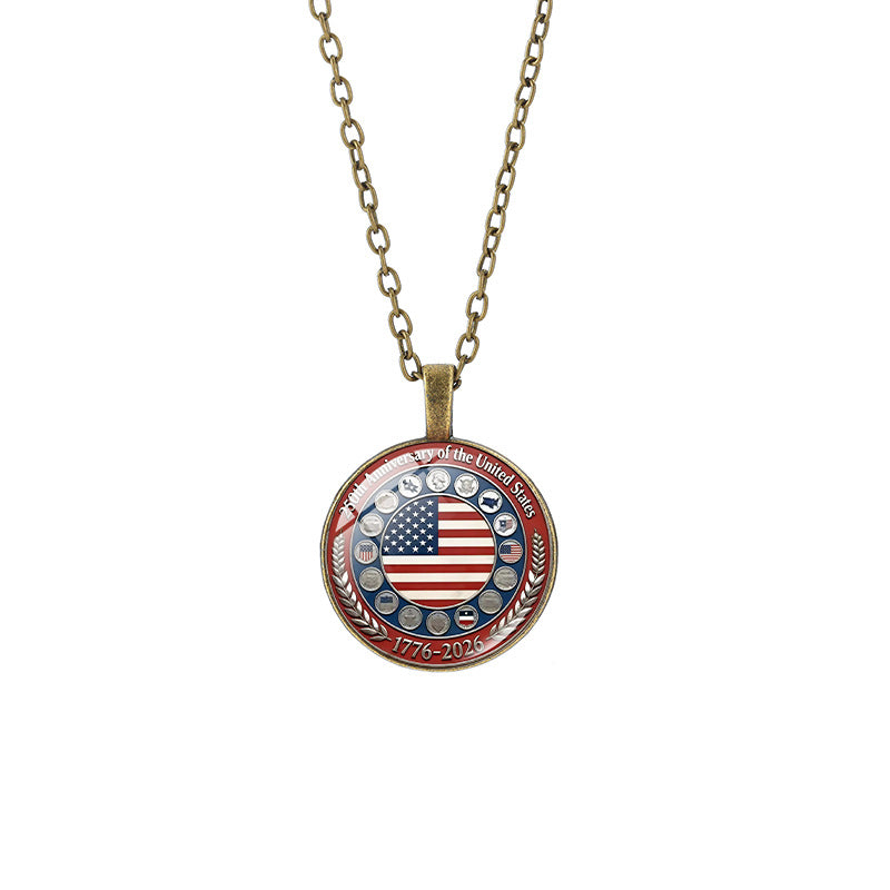 Popular Weekly Commemorative Liberty Bell National Flag Totem Necklaces
