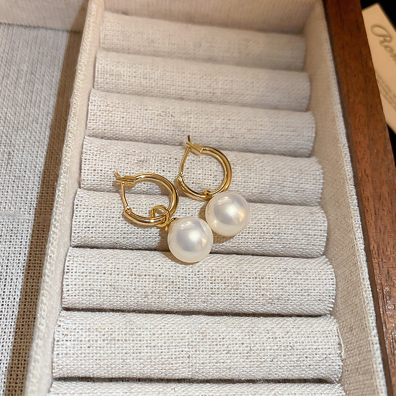 Needle Pearl Round Geometric Light Luxury Earrings