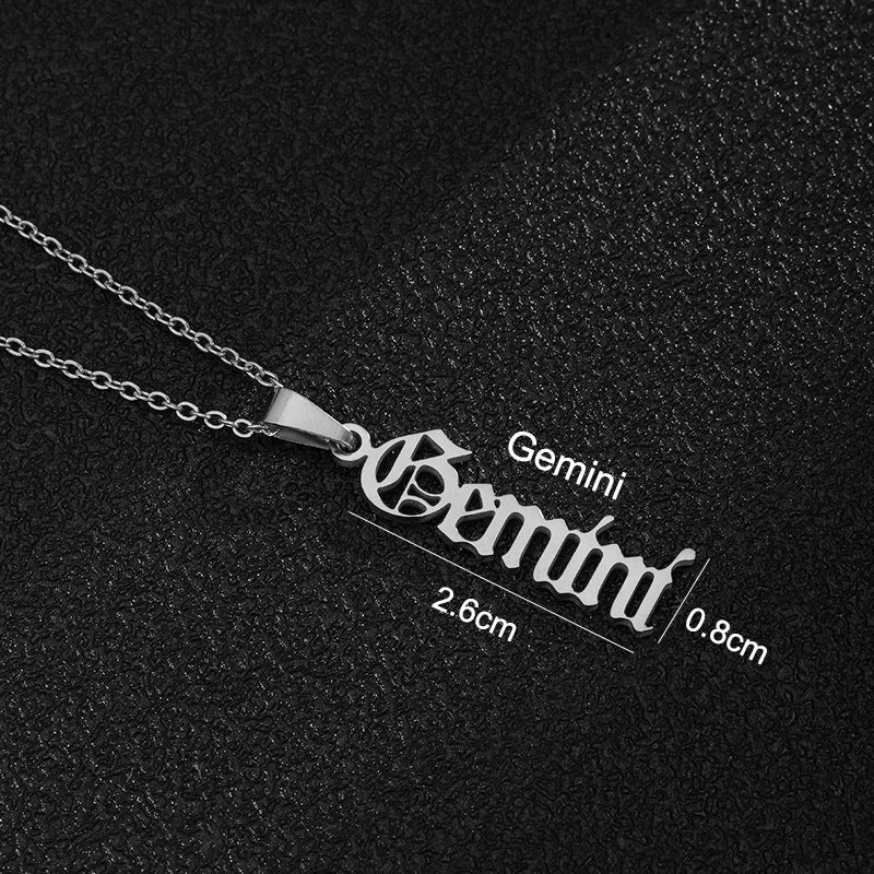 Women's & Men's Constellations Stainless Steel English Letters Titanium Clavicle Pendants