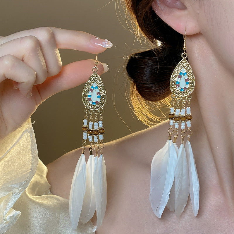 Women's Style Antique Bohemian Long Fringe High Sense Vacation Earrings