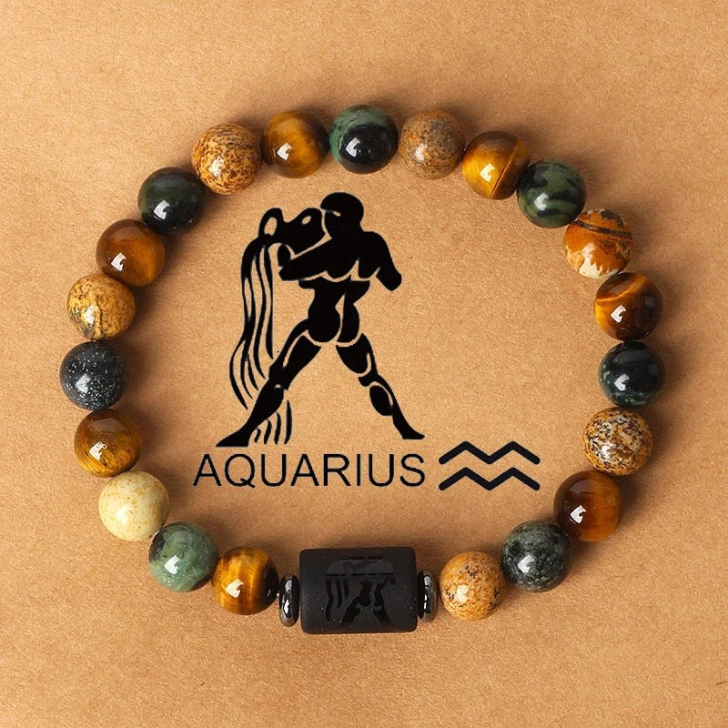 Planets Twee Constellations Natural Stone Blue Black Bracelet