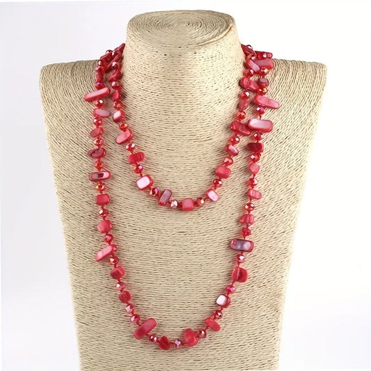 Long Beaded Shell Clothes Crystal Color Necklace
