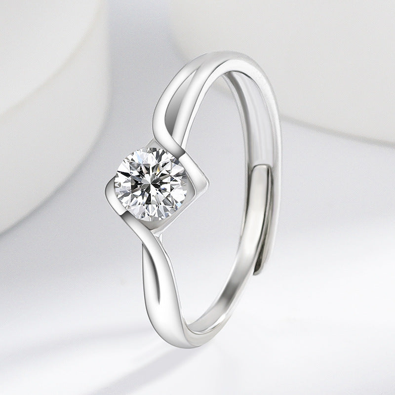 Angel Kiss Hollow Heart-shaped Korean Fashion Love Couple Wedding Diamond Ring