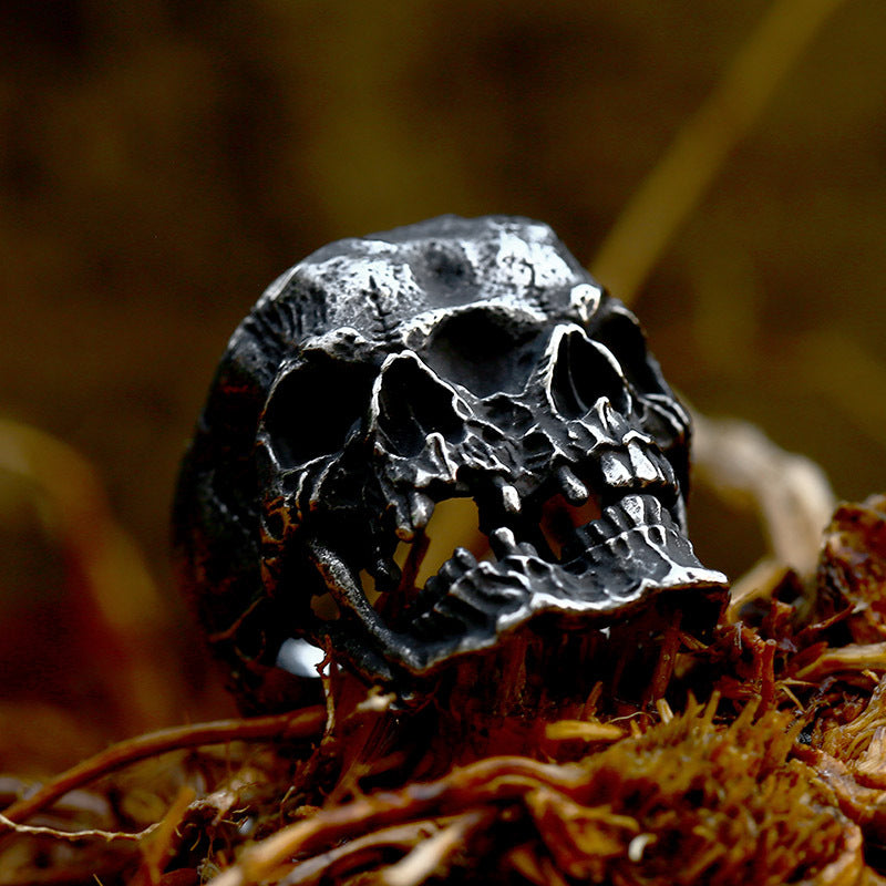 Punk Double Skull Titanium Steel Ornament Stainless Rings