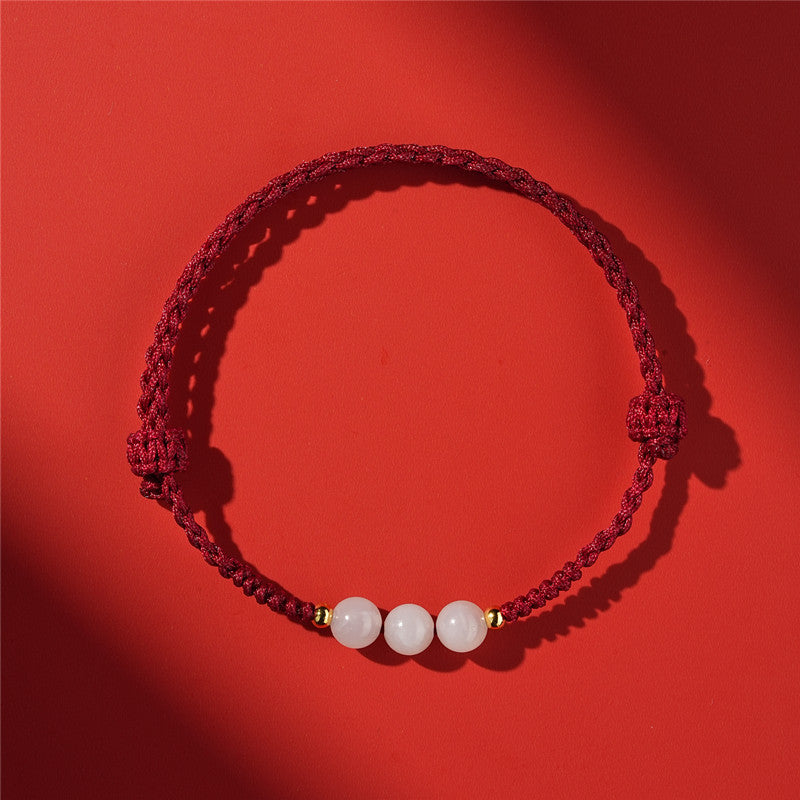Life Red Rope Woven Cinnabar Jade Ethnic Style Advanced Bracelets
