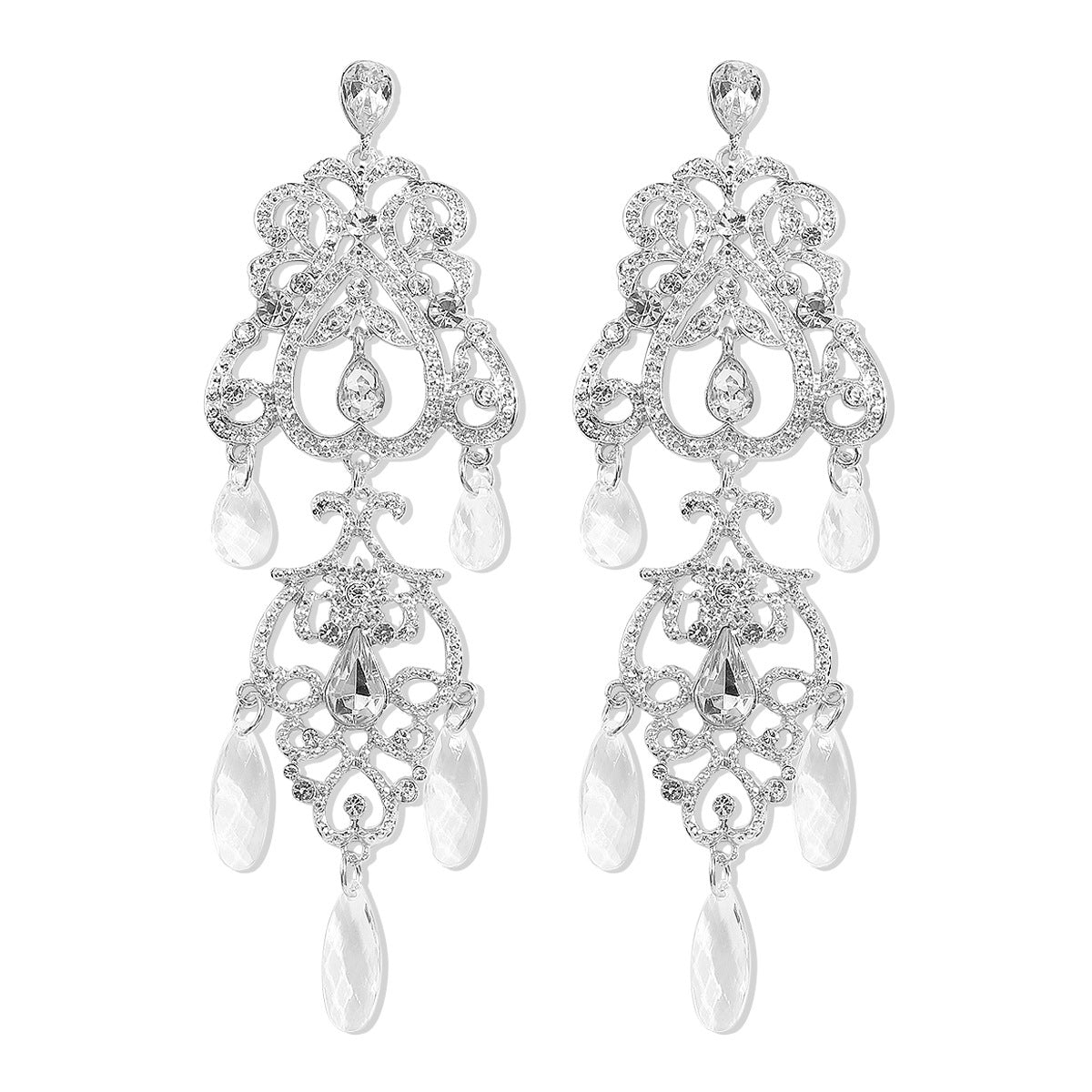 Style Vintage Court Hollow Drop-shaped Tassel Earrings