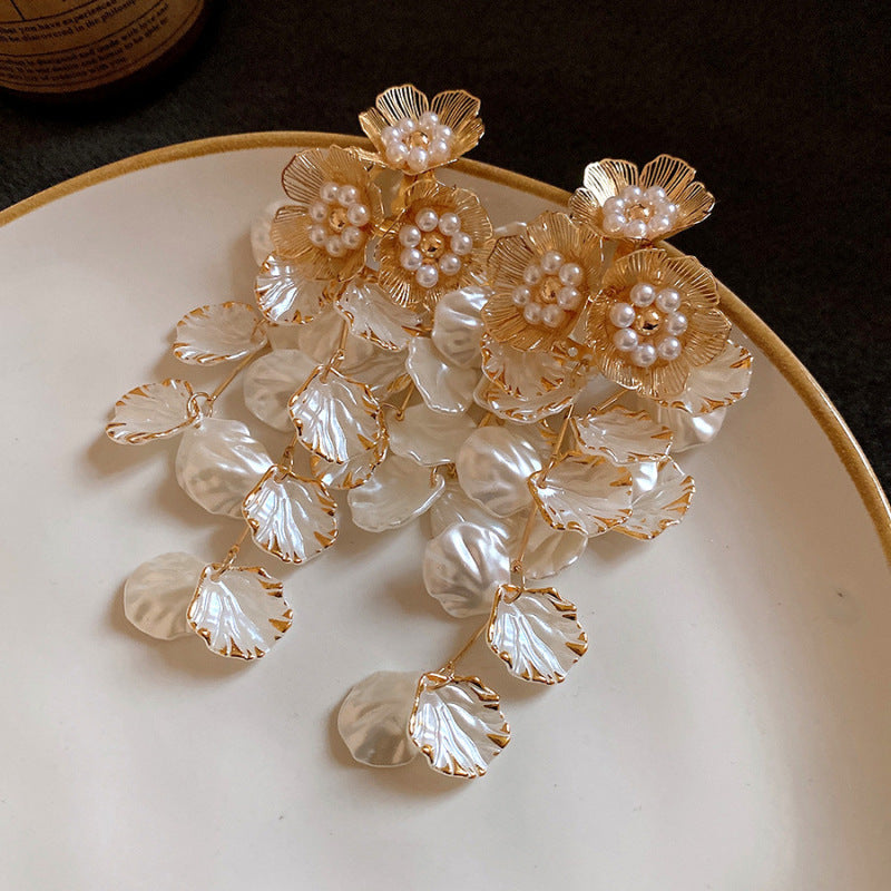 Needle Raffia Fabric White Flower Light Luxury Rings