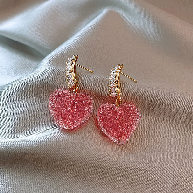 Full Of Peach Heart Trendy Elegant High-grade Cute Earrings