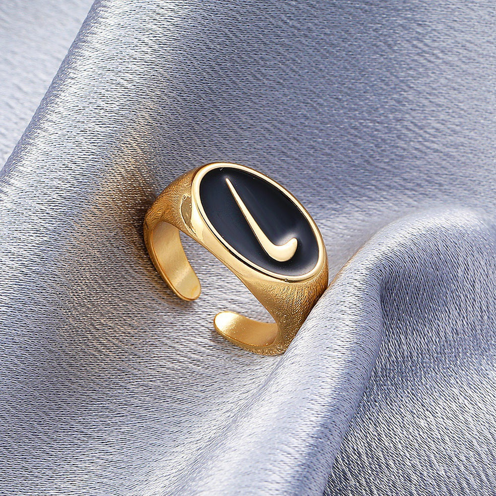 Personality Fashion Tick Symbol Design Vintage Index Finger Disco Ring