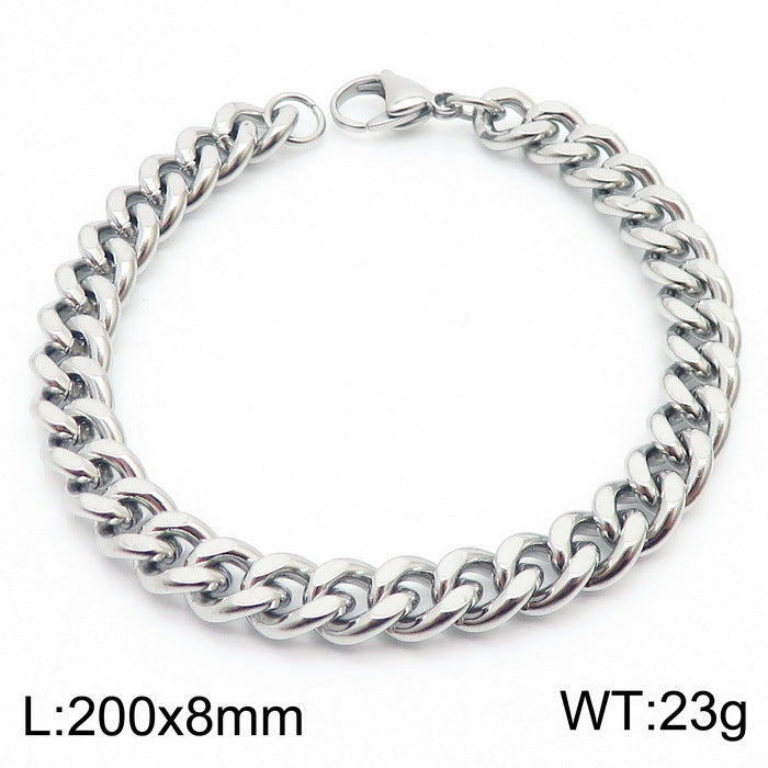 Men's Fashion Side Flat Chain Stainless Steel Bracelets