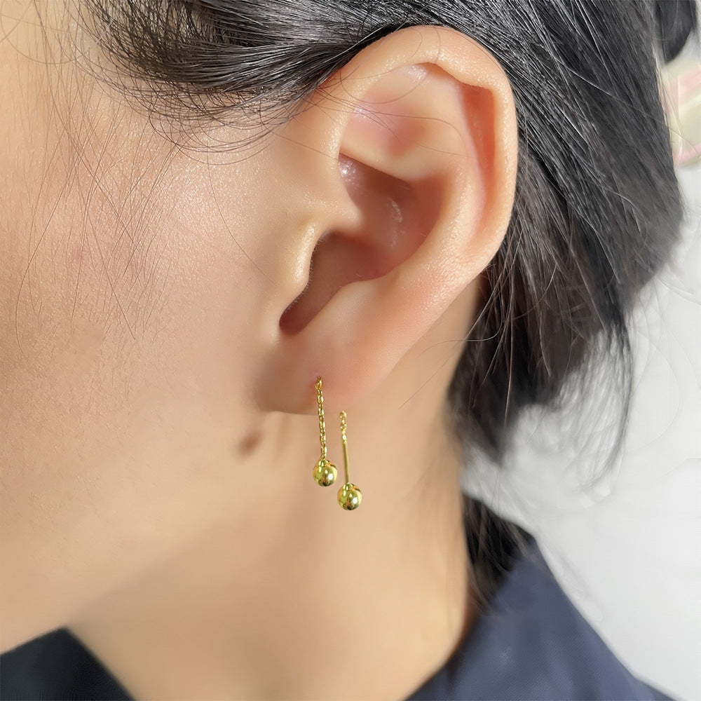 Double-headed Round Beads Screw Minimalist Long Chain Tassel Design Spiral Ear Line