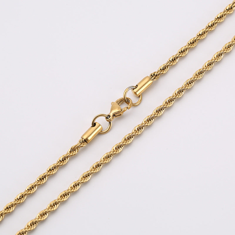 Stainless Steel Hemp Flowers Chain Vacuum Electroplating Furnace Titanium Necklace