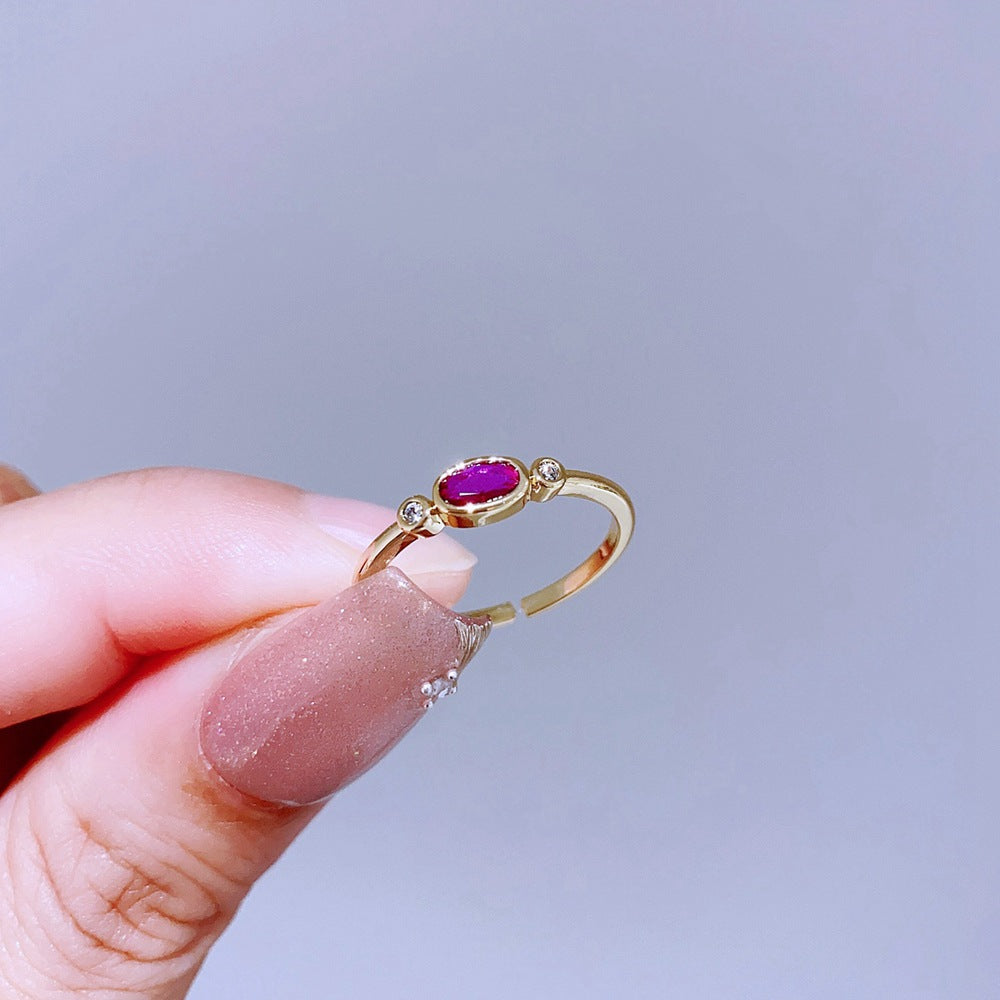 Light Luxury Minority Design Colorful Gemstone Rings