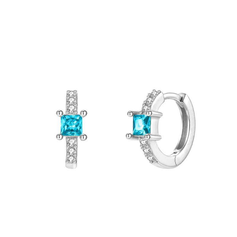 Square Zircon Female Style Light Luxury Design Earrings