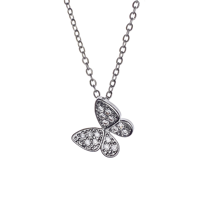 Women's Sier Small Butterfly Titanium Steel Simple Necklaces