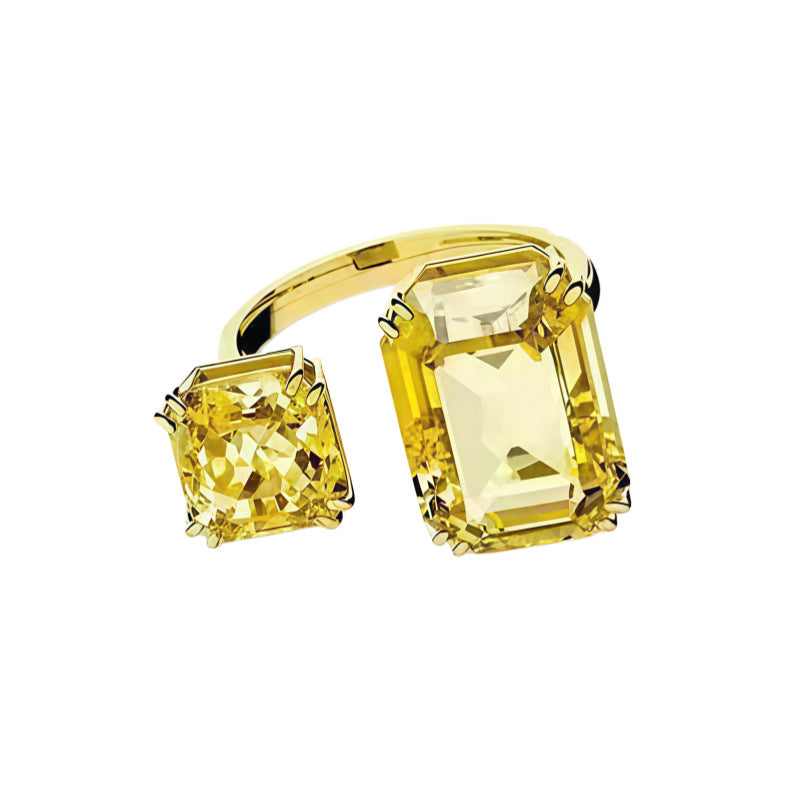 Simple Square Diamond Open Elegant High Sense Rings