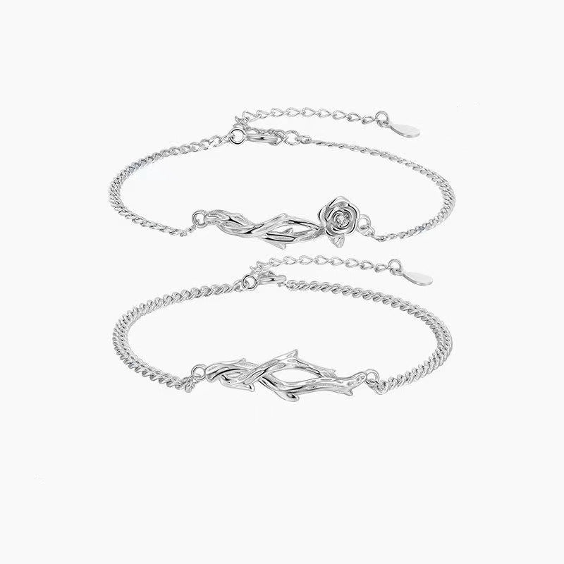 Women's & Men's Thorn Rose Couple Personality Trend One Pair Fresh Bracelets