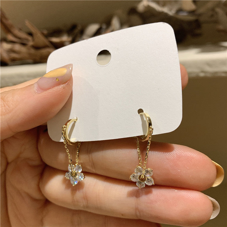 Diamond Flower Female Simple Super Fairy Earrings